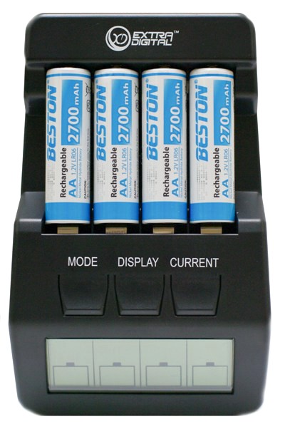 Зарядное устройство ExtraDigital BM100 Black + 4 AA 2700 mAh Beston