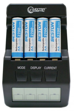 Зарядное устройство ExtraDigital BM100 Black + 4 AA 2700 mAh Beston