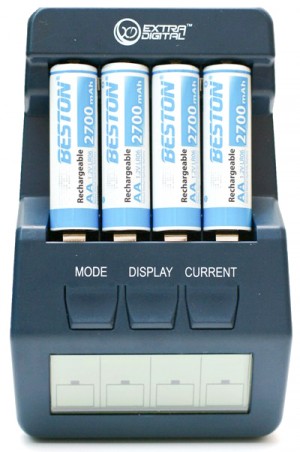 Зарядное устройство ExtraDigital BM100 Blue + 4 AA 2700 mAh Beston